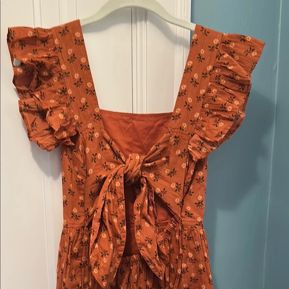 Madewell Ruffle Strap Tiered Midi Dress in Wild Calendula Block Print - Picture 5 of 9